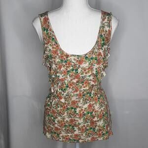 H.I.P. Women's Floral Ruffled Tank Top Small